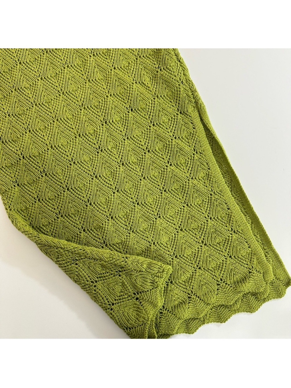 Anthropologie Womens Small Green Crochet Knit Pull on Midi Skirt - Picture 7 of 7